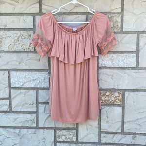 Blush & Lace Off the Shoulder Blouse